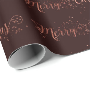 Papier Cadeau Bordeaux rose d'or de manuscrit de Joyeux Noël