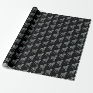 Papier Cadeau Bordure Chien de Terrier Jaune & Noir Grille Ligne