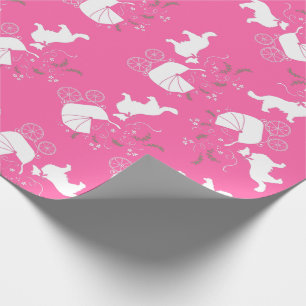 Papier Cadeau Bordure Collie Chien Baby shower Chien Chiot Rose 