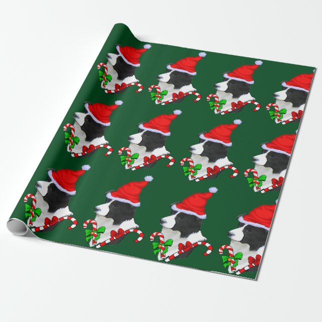 Papier Cadeau Bordure Collie Noël (Déroulé)