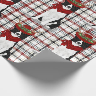 Papier Cadeau Bordure Collie Vacances Occidentales Jour de Noël