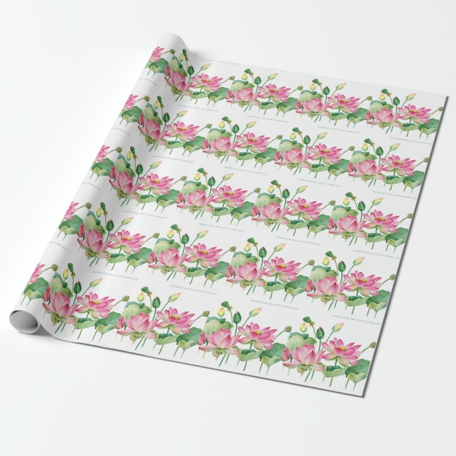 Papier Cadeau Bordure d'eau rose Lotus (Déroulé)