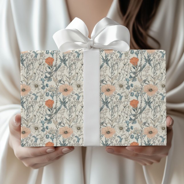 Papier Cadeau Botanical Wildflower Elegant Gift Wrapping Paper (Créateur téléchargé)