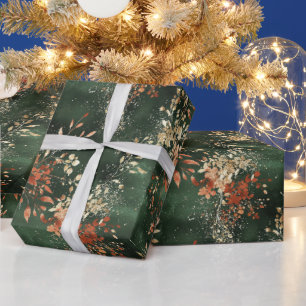 Papier Cadeau Botanique aquarelle des fêtes de Noël