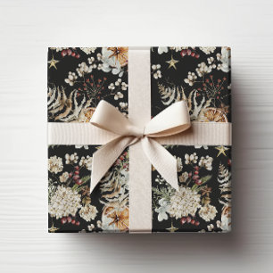 Papier Cadeau Botanique Boho Noir