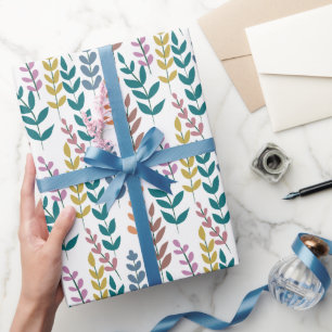 Papier Cadeau Botanique couleur Feuille aquarelle Boho