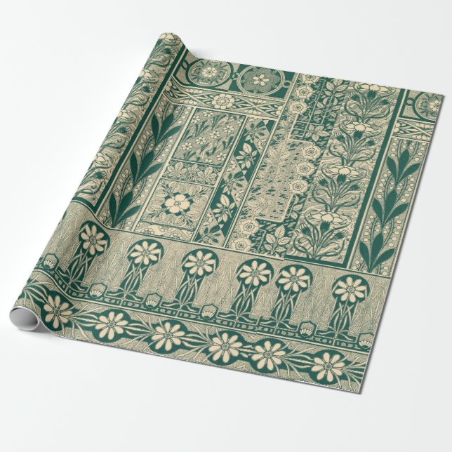 Papier Cadeau Botanique décorative Art nouveau Motif (Déroulé)