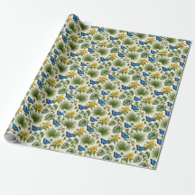 Papier cadeau botanique élégant papillon bleu