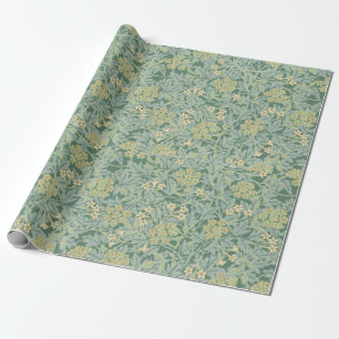 Papier Cadeau Botanique Floral Antique Motif Vert et Jaune