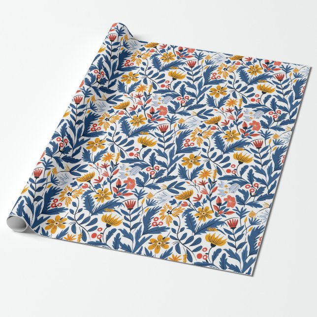 Papier Cadeau Botanique folklorique suédoise (Déroulé)