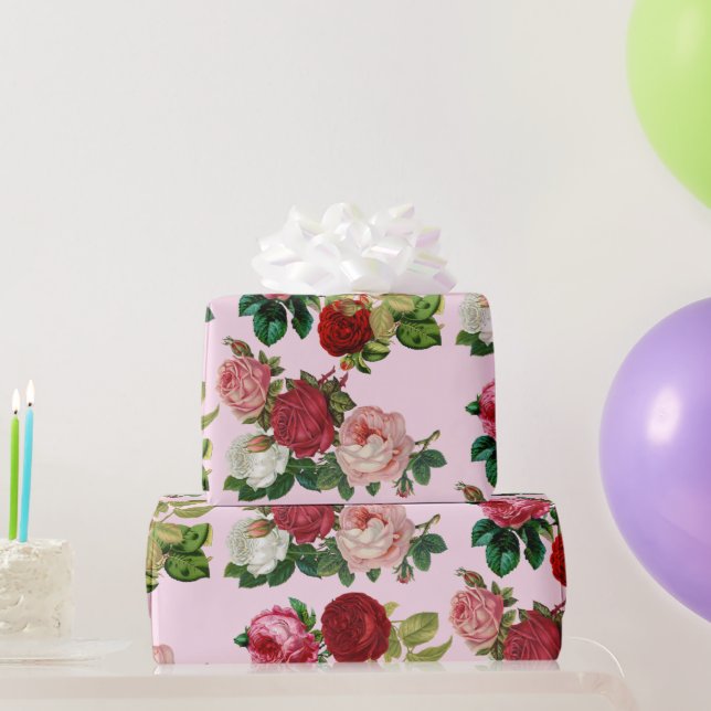Papier Cadeau Botanique vintage / Découpage rose (Cadeaux de fête)