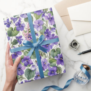 Papier Cadeau Botaniques violettes délicates peintes à la main