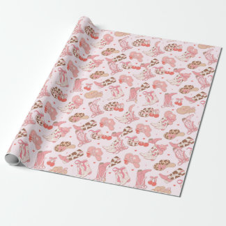 Papier Cadeau Botte de cowboy rose enveloppant du papier