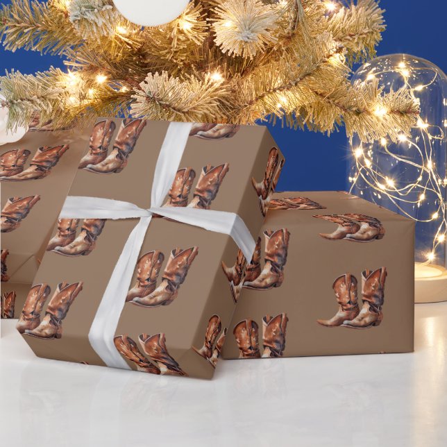 Papier Cadeau Botte occidentale Brown Cowboy (Vacances)