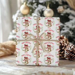 Papier Cadeau Bottes de cowboy de Noël occidentales