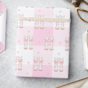 Papier Cadeau Bottes de cowgirl coquette rose et gingham