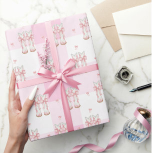 Papier Cadeau Bottes de cowgirl coquette rose et gingham