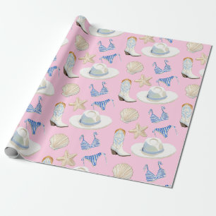 Papier Cadeau Bottes de Cowgirl Côtière Rose Cadeau