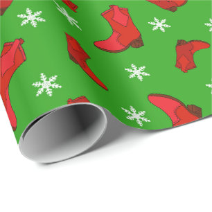 Papier Cadeau Bottes de Noël Cowboy Pays modèle occidental
