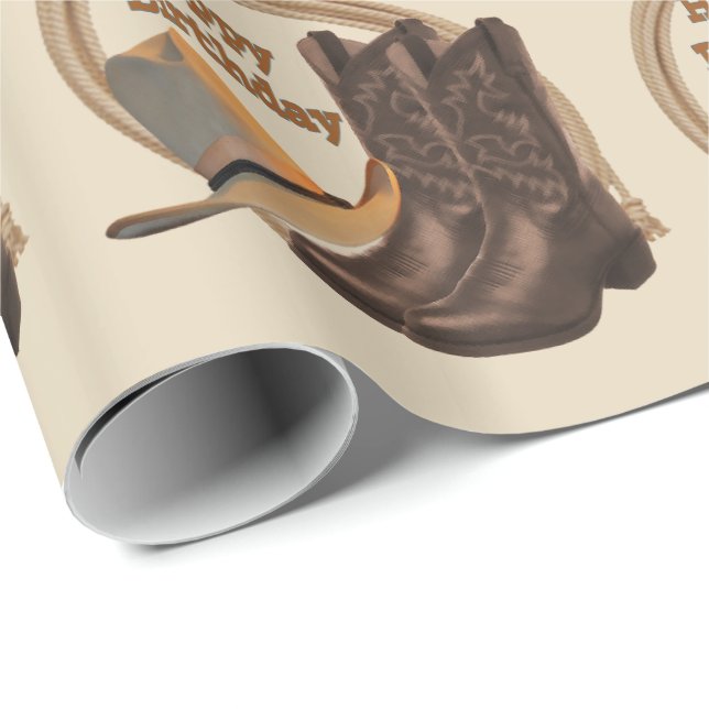 Papier Cadeau Bottes occidentales de casquette de cowboy et (Coin rond)
