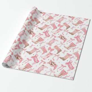 Papier Cadeau Bottes rodéo rose occidentale avec Fête des mariée