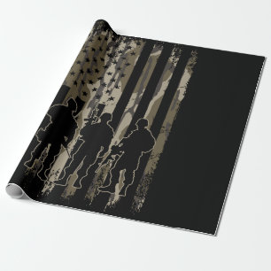 Papier Cadeau Bottomland Camo drapeau américain et soldats