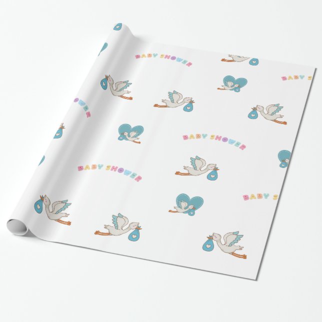 Papier Cadeau Bouche avec baby shower mignon bébé  (Déroulé)