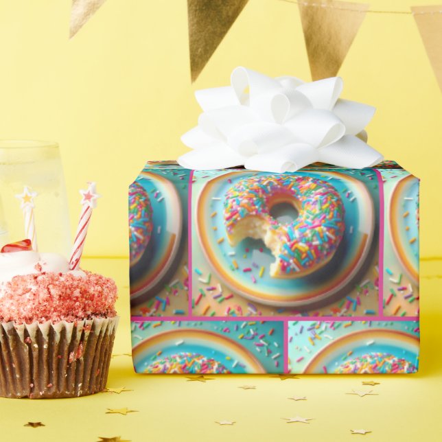 Papier Cadeau Bouchée de beignets avec des arroses (Fête d'anniversaire)