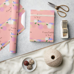 Papier Cadeau Bouches colorées personnalisées d'anniversaire, Pê