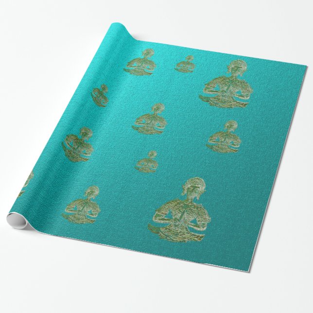 Papier Cadeau bouddha en bleu (Déroulé)