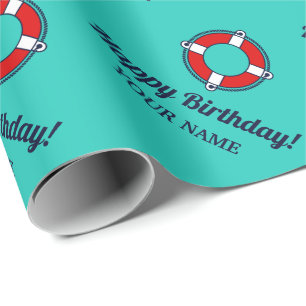 Papier Cadeau Bouée de sauvetage nautique Anniversaire personnal