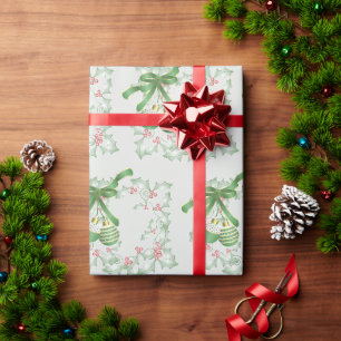 Papier Cadeau Bouges de rose verte Holly