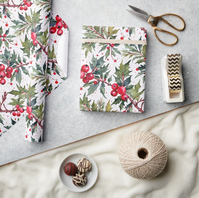 Papier Cadeau Boughs de Festive de Holly (Artisanat)