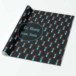 Papier Cadeau Bougies Bleues Lumières Motif