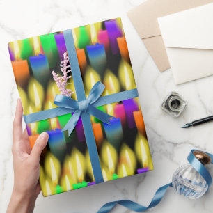 Papier Cadeau Bougies colorées d'anniversaire sur noir