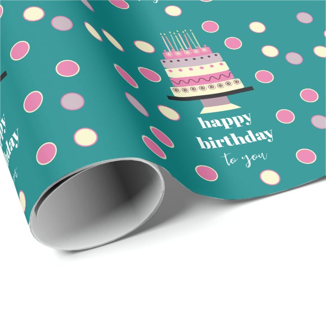 Papier Cadeau Bougies de gâteau d'anniversaire Retro personnalis (Coin rond)