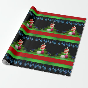 Papier Cadeau Bougies en papier de Noël noir