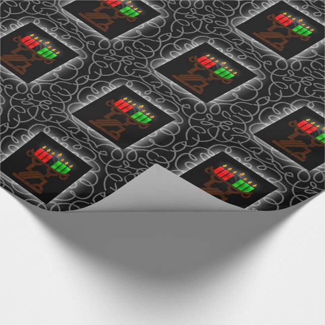 Papier Cadeau Bougies Kwanzaa Lit Kinara avec noir et argent (Coin)