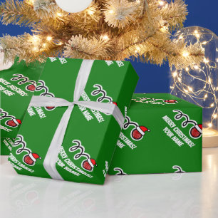 Papier Cadeau Boule de bocce drôle avec chapeau de Père Noël Noë