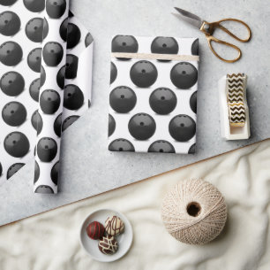 Papier Cadeau boule de boule noire sur blanc