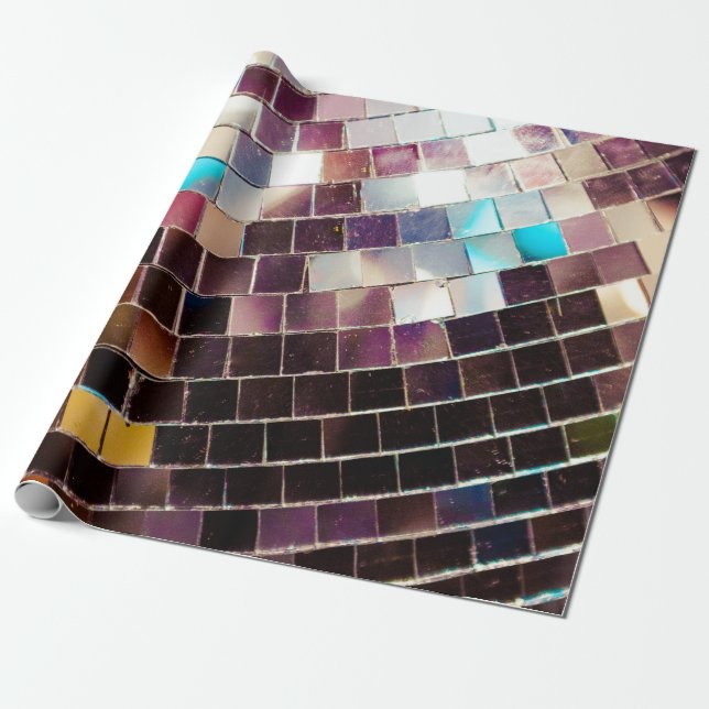 Papier Cadeau Boule de disco en miroir (Déroulé)