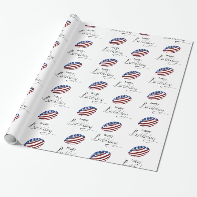 Papier Cadeau Boule de football américain de joyeux anniversaire (Déroulé)