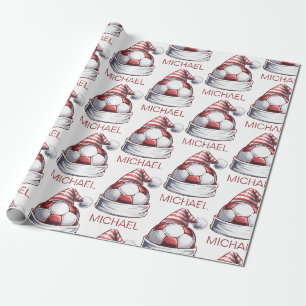 Papier Cadeau Boule de Noël personnalisée Footballeur Père Noël 