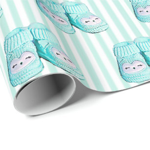 Papier Cadeau Boule mignonne Bleu Booties Baby shower Cadeau