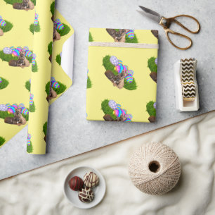 Papier Cadeau Bouledogue français Joyeuses Pâques Bouledogue fra