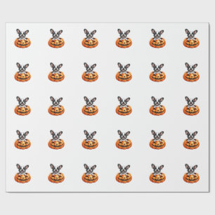 Papier Cadeau Bouledogue français Joyeux Halloween citrouille T-