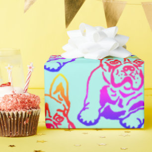 Papier Cadeau Bouledogue français néon Bouledogue Français