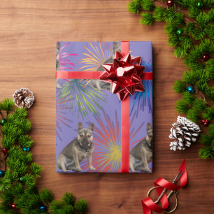 Papier Cadeau Bouledogue français Nouvel An French Buldog