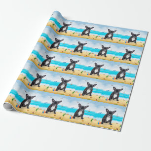 Papier Cadeau Bouledogue français sur la plage