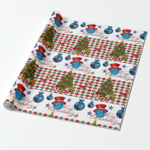 Papier Cadeau Boules bleues en papier d'enveloppement de Noël